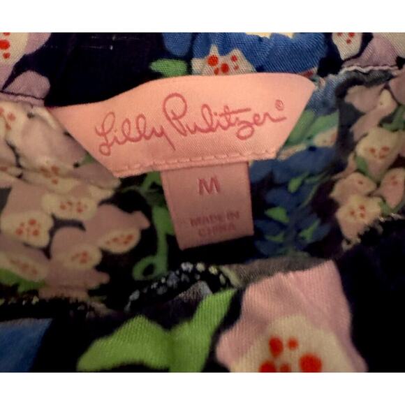 Lilly Pulitzer Dress Quincy Worth Foxglove Flowers Ruffles Strapless Small Beach - Picture 2 of 2